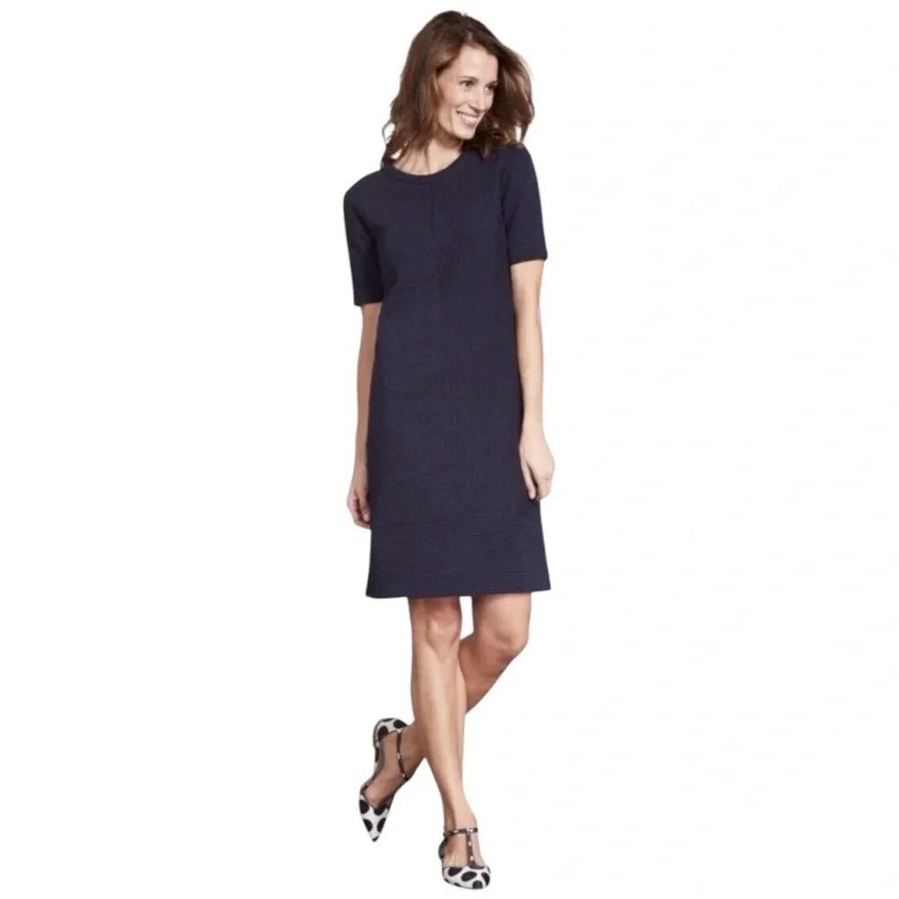 BODEN | Women’s Navy Blue Hattie Textured Ribbed Shift Dress Size 8 - Picture 2 of 10